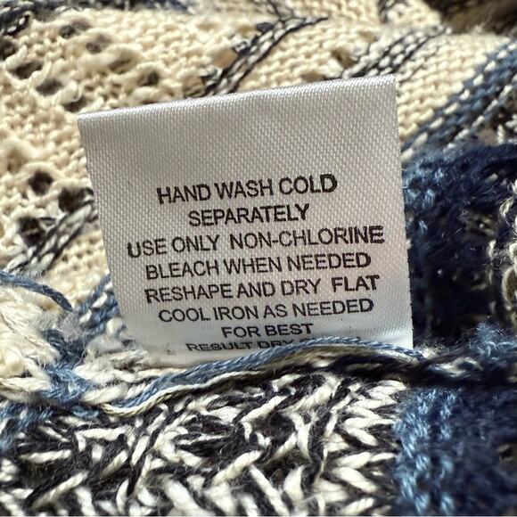 PINK ROSE GREEN AND CREAM LONG LINE KNIT CARDIGAN SWEATER CREAM OLIVE LARGE - Picture 8 of 9